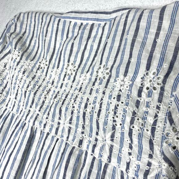 Love Shack Famcy Boho Blouse Small Striped Coastal Cowgirl Bohemian Chic Summer - Picture 4 of 9